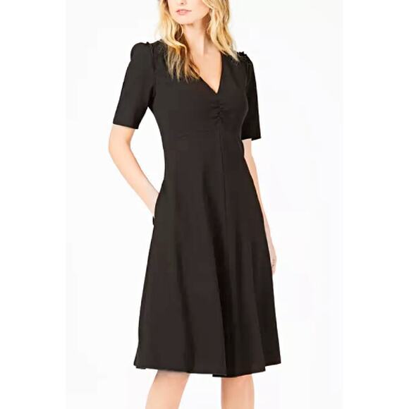 Max Mara Weekend Black Brenda Puff-Sleeve A-line Dress Size 8 US - Picture 3 of 13